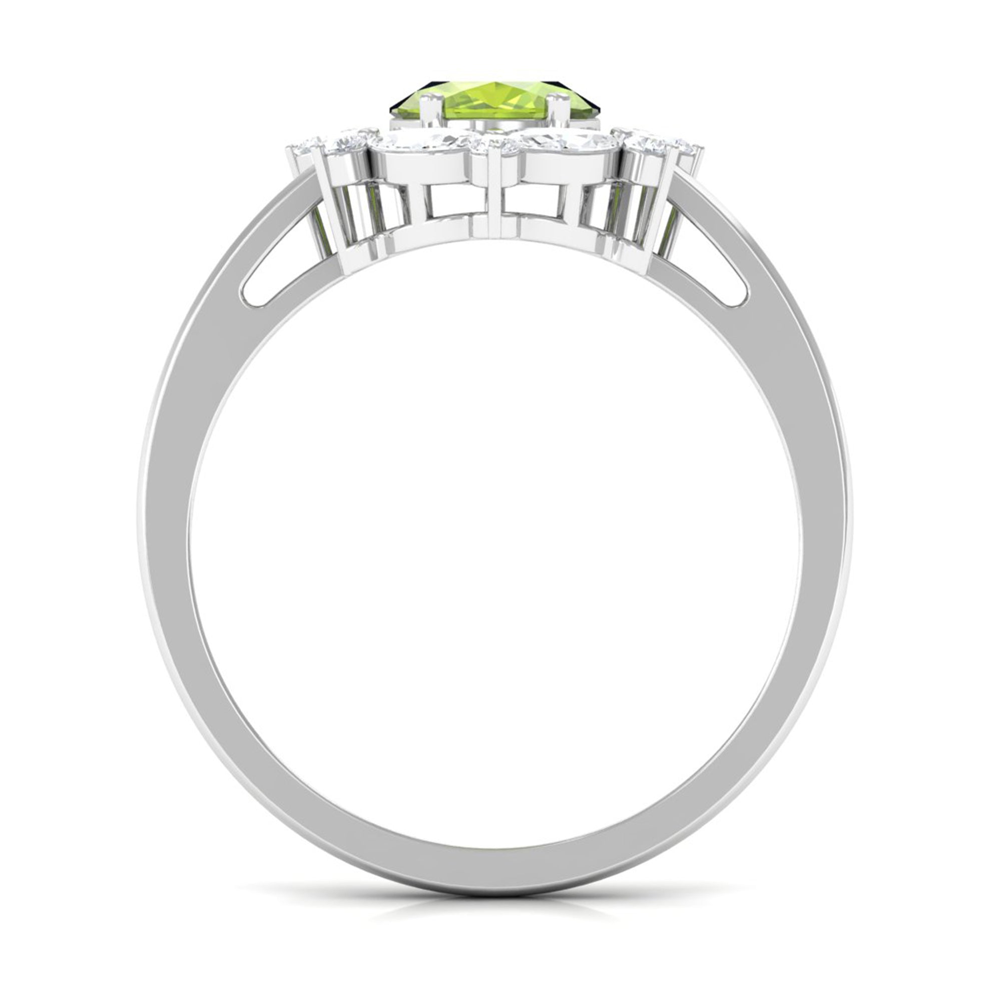 Rosec Jewels-Designer Peridot Engagement Ring with Moissanite Halo