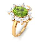 Rosec Jewels-Designer Peridot Engagement Ring with Moissanite Halo