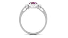 Rosec Jewels-Rhodolite Designer Halo Engagement Ring with Moissanite