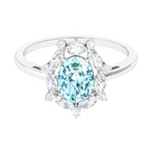 Rosec Jewels-1.75 CT Aquamarine Designer Halo Engagement Ring with Moissanite