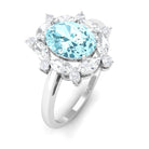 Rosec Jewels-1.75 CT Aquamarine Designer Halo Engagement Ring with Moissanite