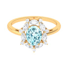 Rosec Jewels-1.75 CT Aquamarine Designer Halo Engagement Ring with Moissanite