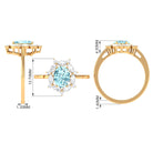 Rosec Jewels-1.75 CT Aquamarine Designer Halo Engagement Ring with Moissanite