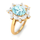 Rosec Jewels-1.75 CT Aquamarine Designer Halo Engagement Ring with Moissanite