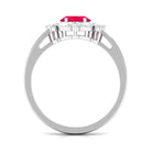 Rosec Jewels-Lab Grown Ruby Designer Halo Engagement Ring with Moissanite