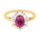 Rosec Jewels-Oval Pink Tourmaline Designer Engagement Ring with Moissanite Halo