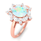 Rosec Jewels-2 CT Ethiopian Opal Designer Halo Engagement Ring with Moissanite