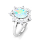 Rosec Jewels-2 CT Ethiopian Opal Designer Halo Engagement Ring with Moissanite