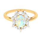 Rosec Jewels-2 CT Ethiopian Opal Designer Halo Engagement Ring with Moissanite