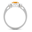 Rosec Jewels-Fire Opal Designer Halo Engagement Ring with Moissanite