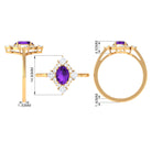 Rosec Jewels-Oval Amethyst Halo Cocktail Ring with Diamond