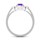 Rosec Jewels-Oval Amethyst Halo Cocktail Ring with Diamond