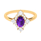 Rosec Jewels-Oval Amethyst Halo Cocktail Ring with Diamond