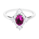 Rosec Jewels-1.75 CT Oval Rhodolite Cocktail Engagement Ring with Diamond Halo