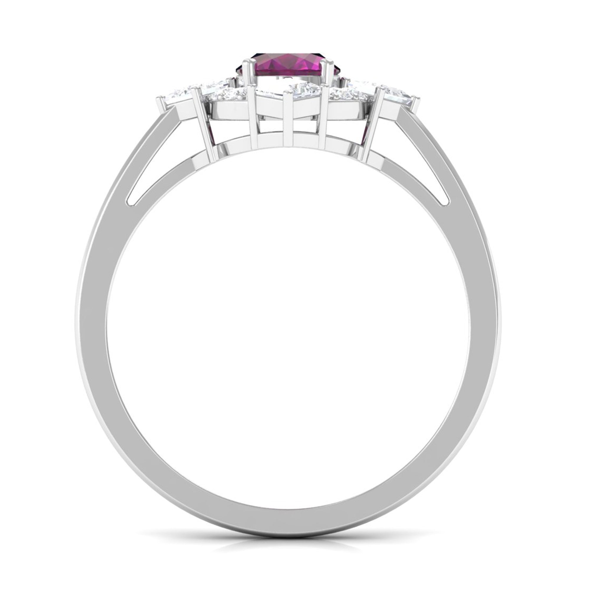 Rosec Jewels-1.75 CT Oval Rhodolite Cocktail Engagement Ring with Diamond Halo