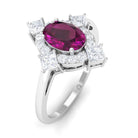 Rosec Jewels-1.75 CT Oval Rhodolite Cocktail Engagement Ring with Diamond Halo