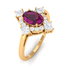 Rosec Jewels-1.75 CT Oval Rhodolite Cocktail Engagement Ring with Diamond Halo