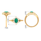 Rosec Jewels-Oval Emerald and Diamond Flower Engagement Ring in Split Shank