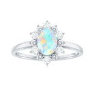 Rosec Jewels-Oval Ethiopian Opal Floral Halo Engagement Ring with Diamond