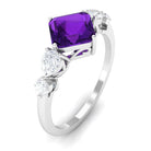 Rosec Jewels-Asscher Cut Amethyst Solitaire Ring with Moissanite Side Stone