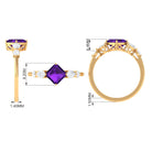 Rosec Jewels-Asscher Cut Amethyst Solitaire Ring with Moissanite Side Stone