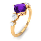 Rosec Jewels-Asscher Cut Amethyst Solitaire Ring with Moissanite Side Stone