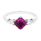 Rosec Jewels-Simple Asscher Cut Rhodolite Solitaire Engagement Ring with Moissanite