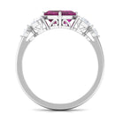 Rosec Jewels-Simple Asscher Cut Rhodolite Solitaire Engagement Ring with Moissanite