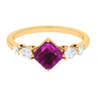 Rosec Jewels-Simple Asscher Cut Rhodolite Solitaire Engagement Ring with Moissanite