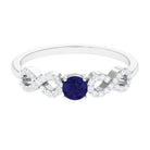 Rosec Jewels-Round Blue Sapphire Solitaire Ring with Infinity Diamond