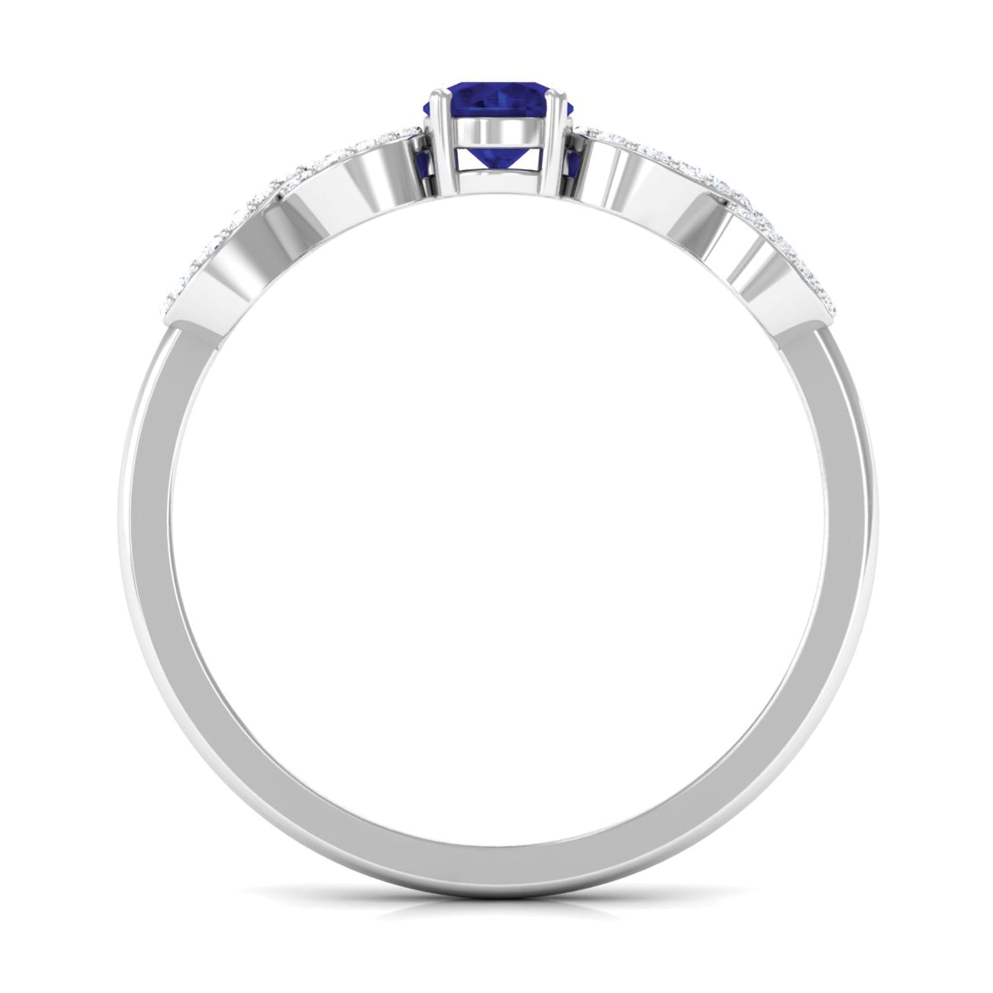 Rosec Jewels-Round Blue Sapphire Solitaire Ring with Infinity Diamond