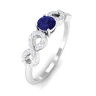 Rosec Jewels-Round Blue Sapphire Solitaire Ring with Infinity Diamond