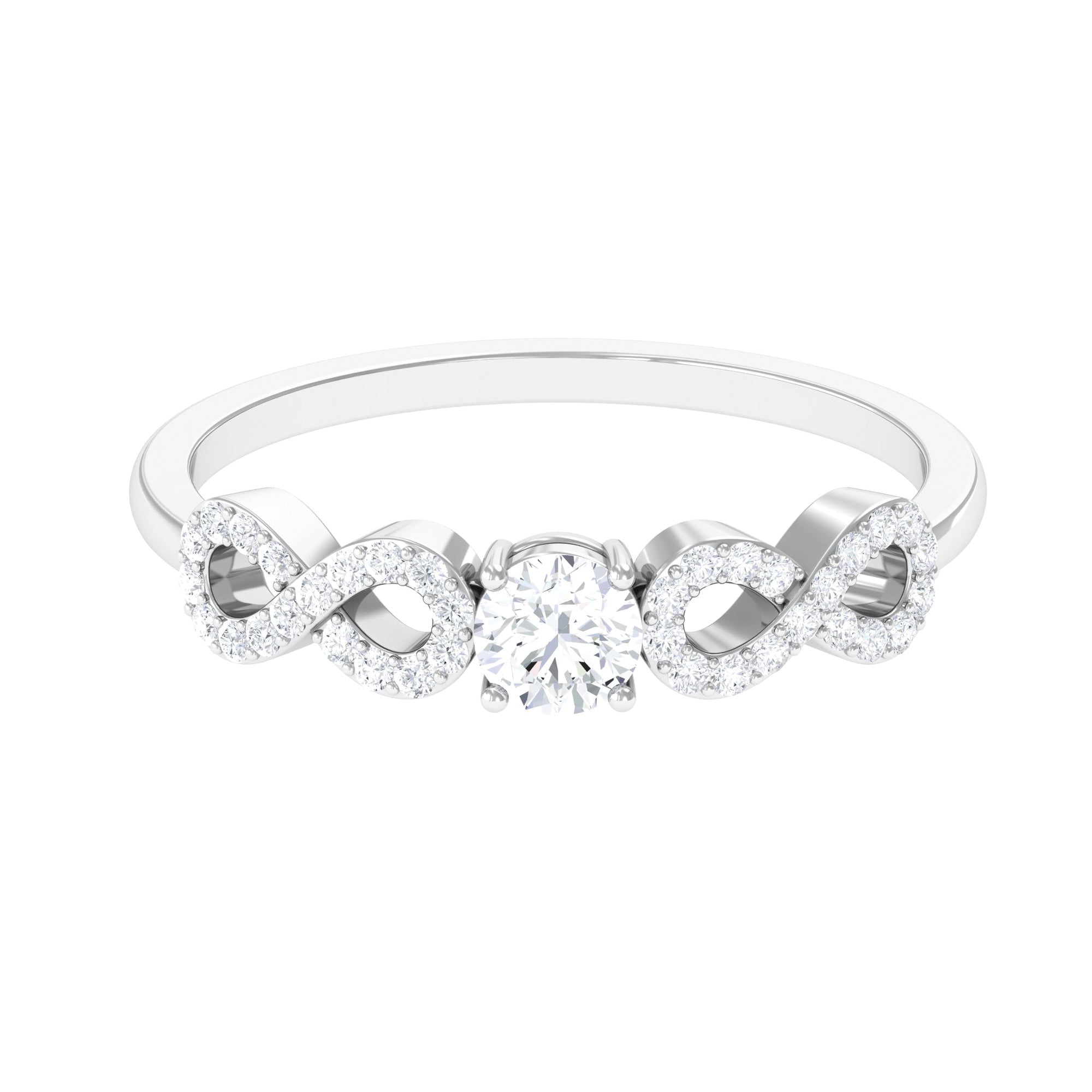 Rosec Jewels-Round Moissanite Solitaire Infinity Ring