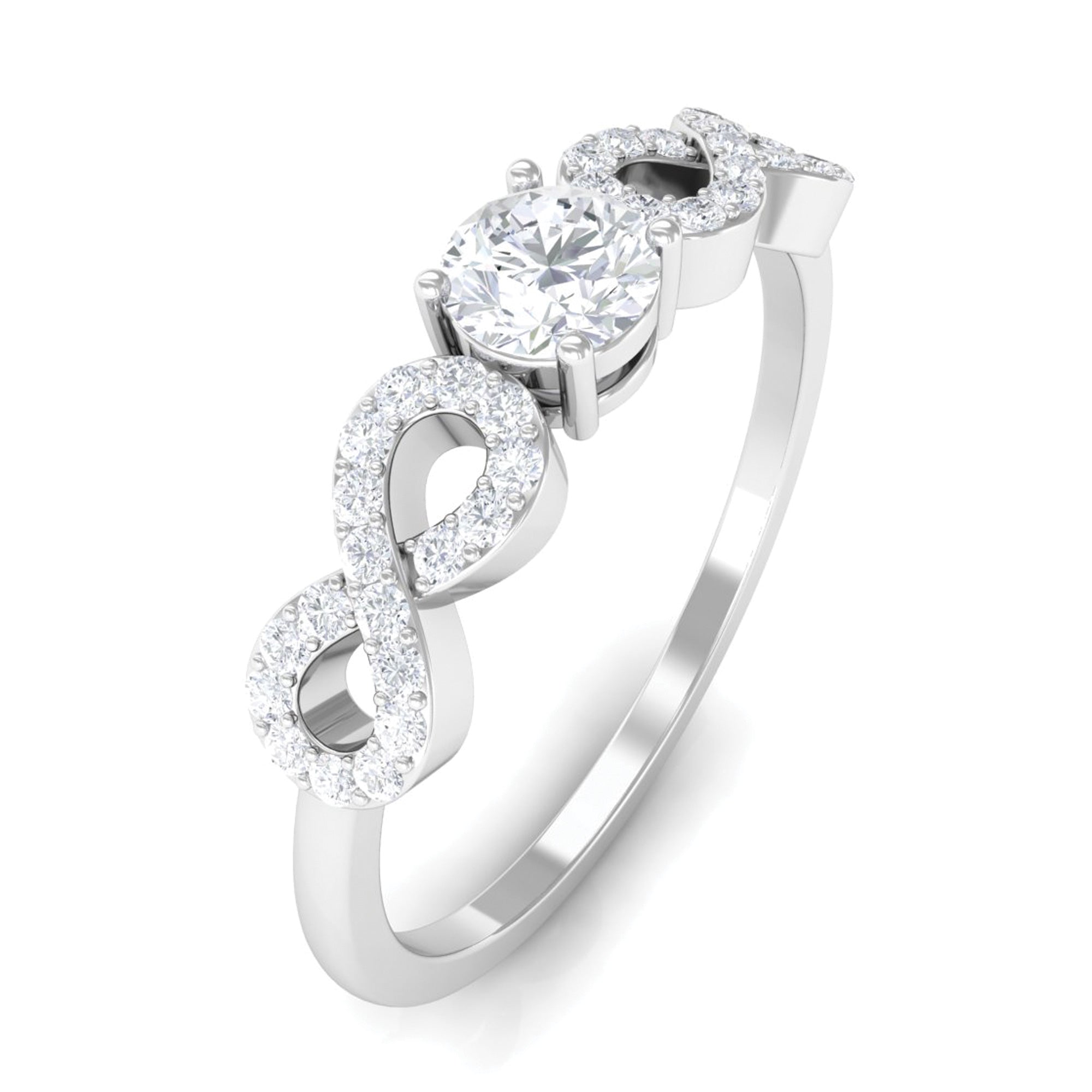 Rosec Jewels-Round Moissanite Solitaire Infinity Ring