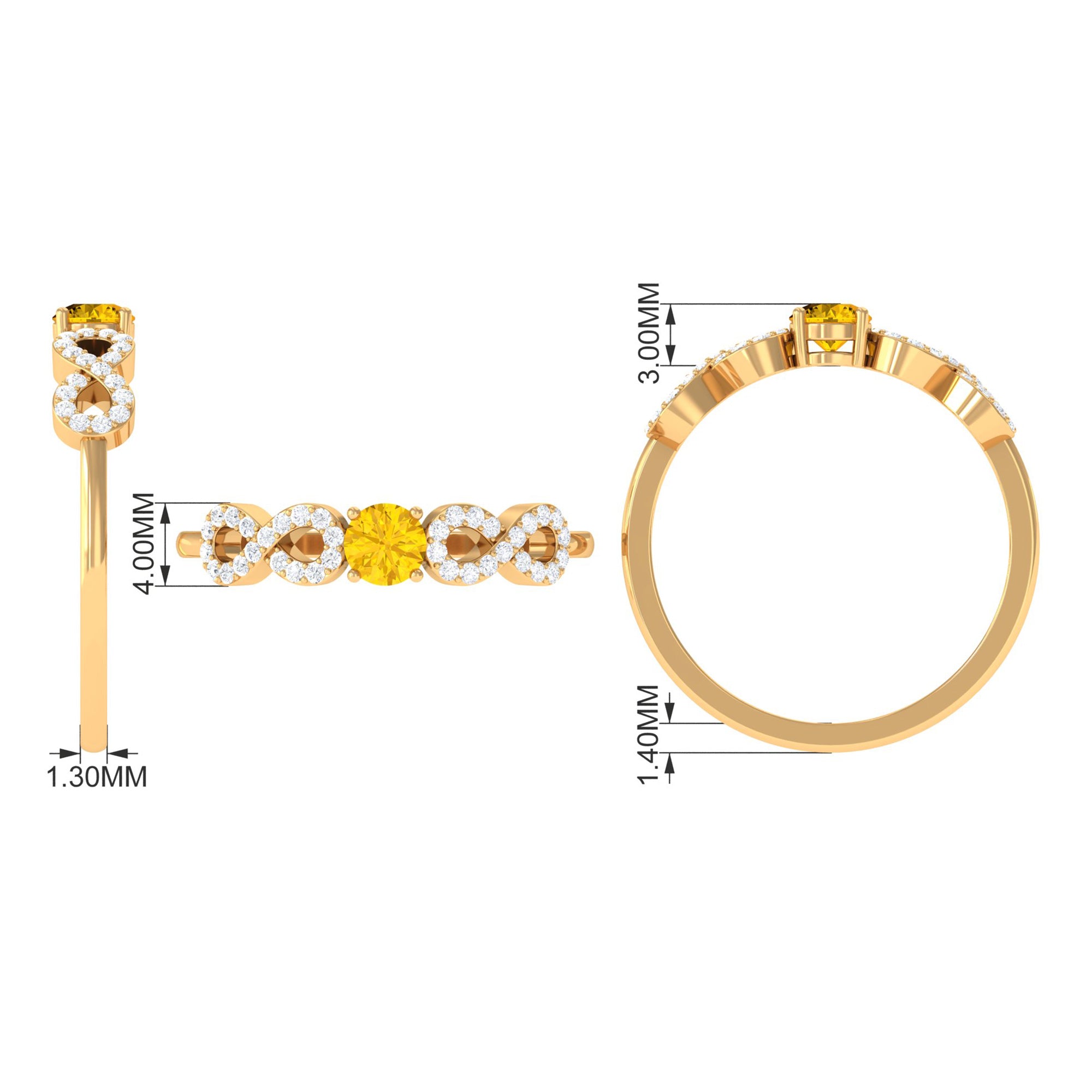 Rosec Jewels-Solitaire Yellow Sapphire and Diamond Infinity Solitaire Ring