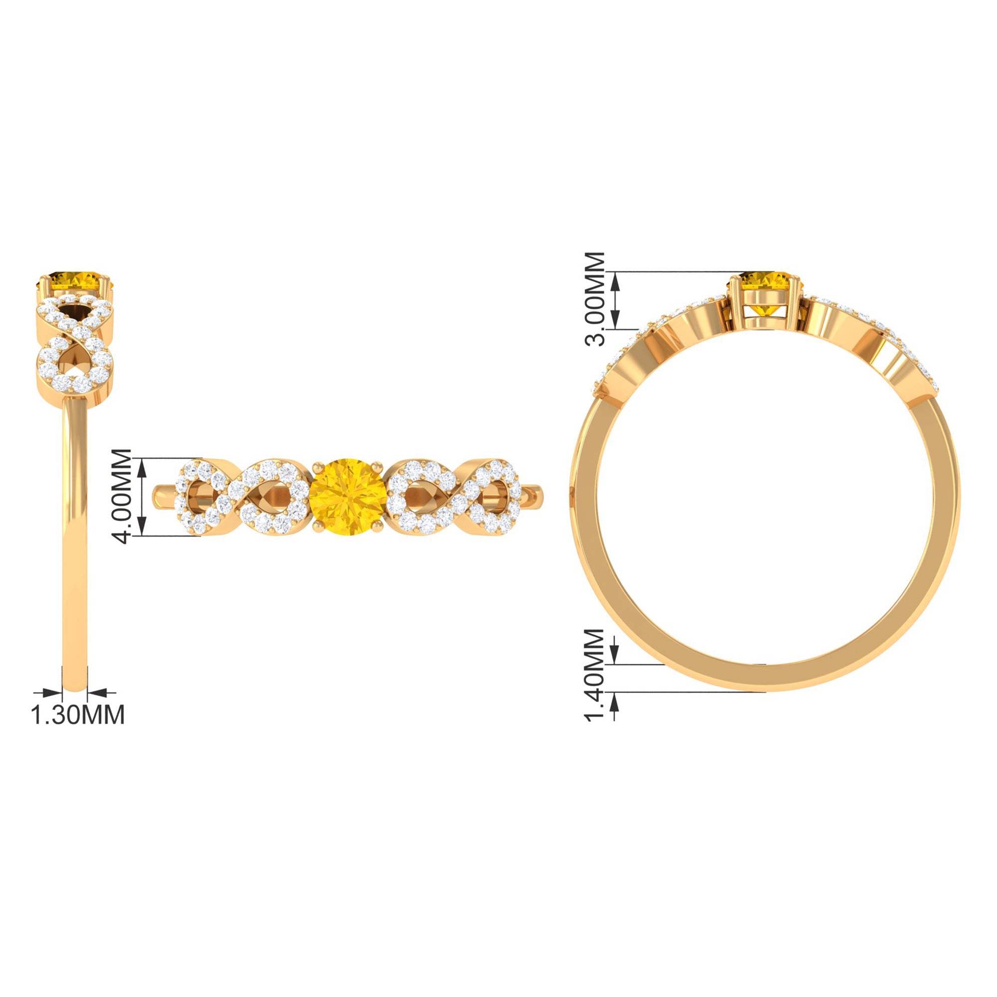 Rosec Jewels-Solitaire Yellow Sapphire and Diamond Infinity Solitaire Ring