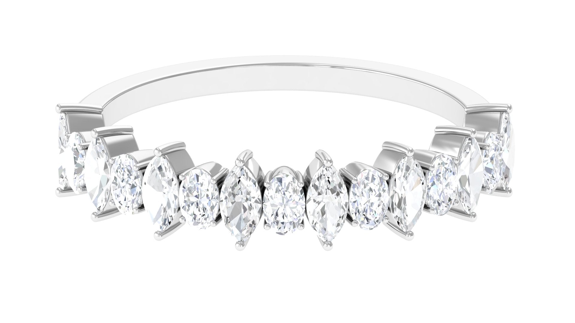 Rosec Jewels-Certified Moissanite Half Eternity Wedding Band Ring