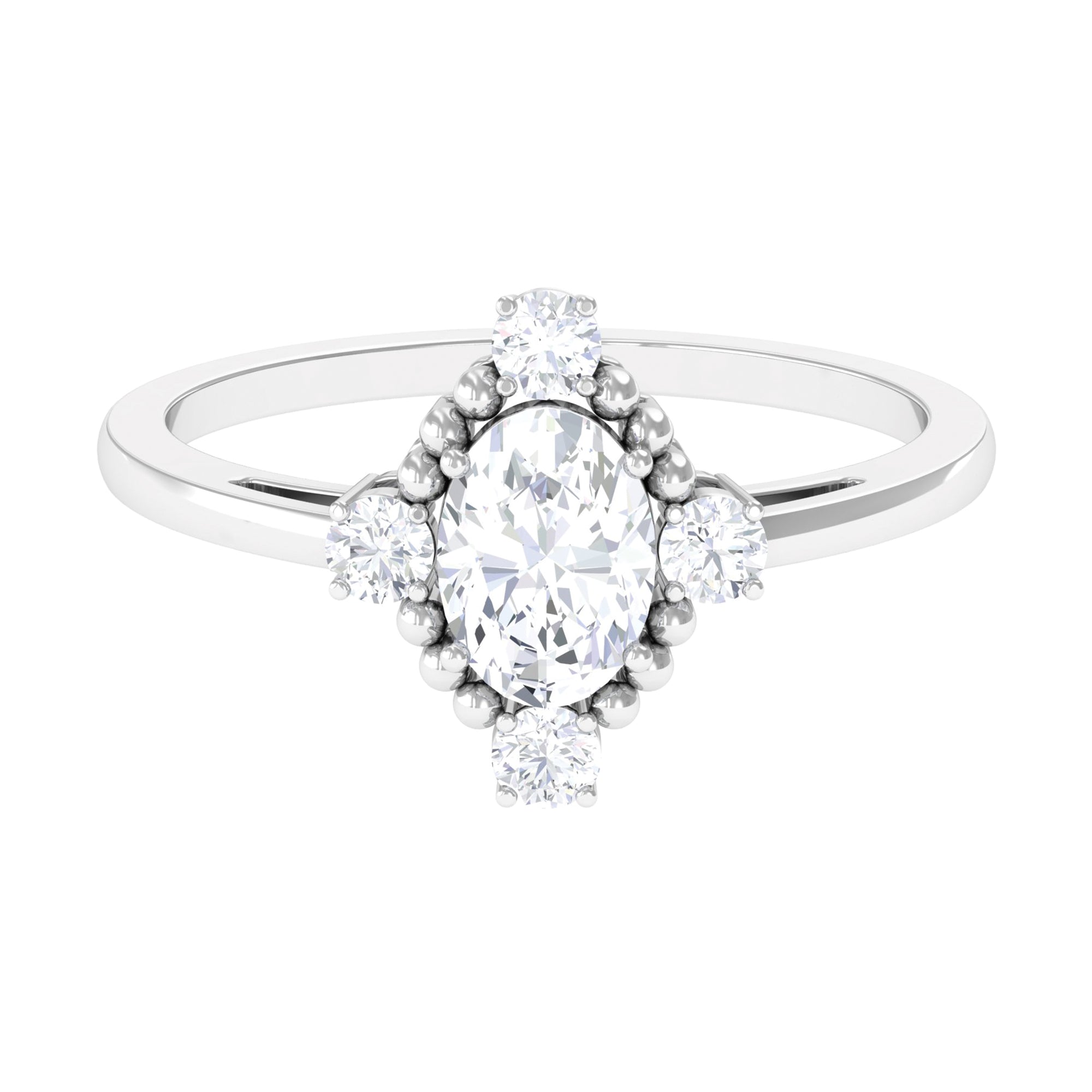 Rosec Jewels-Oval Shape Moissanite Solitaire Vintage Engagement Ring