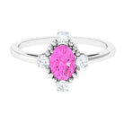 Rosec Jewels-Vintage Style Pink Sapphire Solitaire Engagement Ring with Diamond