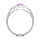 Rosec Jewels-Vintage Style Pink Sapphire Solitaire Engagement Ring with Diamond