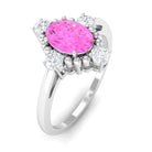 Rosec Jewels-Vintage Style Pink Sapphire Solitaire Engagement Ring with Diamond