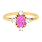 Rosec Jewels-Vintage Style Pink Sapphire Solitaire Engagement Ring with Diamond