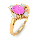 Rosec Jewels-Vintage Style Pink Sapphire Solitaire Engagement Ring with Diamond