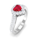 Rosec Jewels-Heart Shape Created Ruby and Moissanite Bypass Engagement Ring