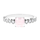 Rosec Jewels-1.5 CT Asscher Cut Rose Quartz Solitaire Engagement Ring with Diamond