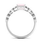 Rosec Jewels-1.5 CT Asscher Cut Rose Quartz Solitaire Engagement Ring with Diamond