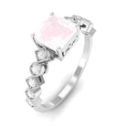 Rosec Jewels-1.5 CT Asscher Cut Rose Quartz Solitaire Engagement Ring with Diamond