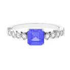 Rosec Jewels-1.5 CT Asscher Cut Tanzanite Solitaire Engagement Ring with Diamond