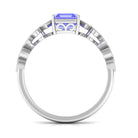 Rosec Jewels-1.5 CT Asscher Cut Tanzanite Solitaire Engagement Ring with Diamond