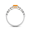 Rosec Jewels-1.5 CT Asscher Cut Fire Opal Solitaire Engagement Ring with Diamond